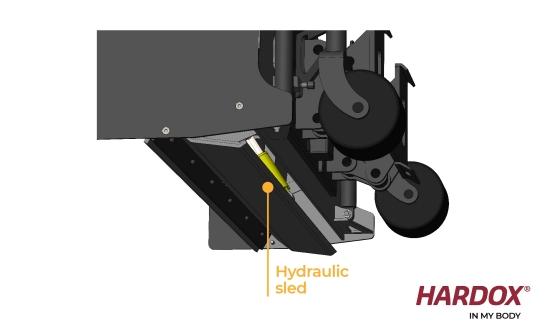 Hydraulic rear sled on the SK200 grading blade